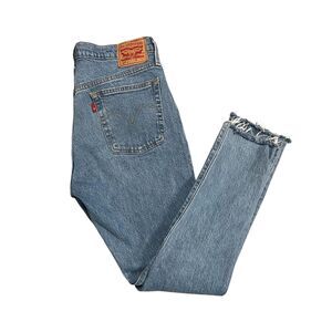 LEVI STRAUSS Men's 501S Skinny Fit Button Fly Blue Jeans Raw Hem Stretch 30X30